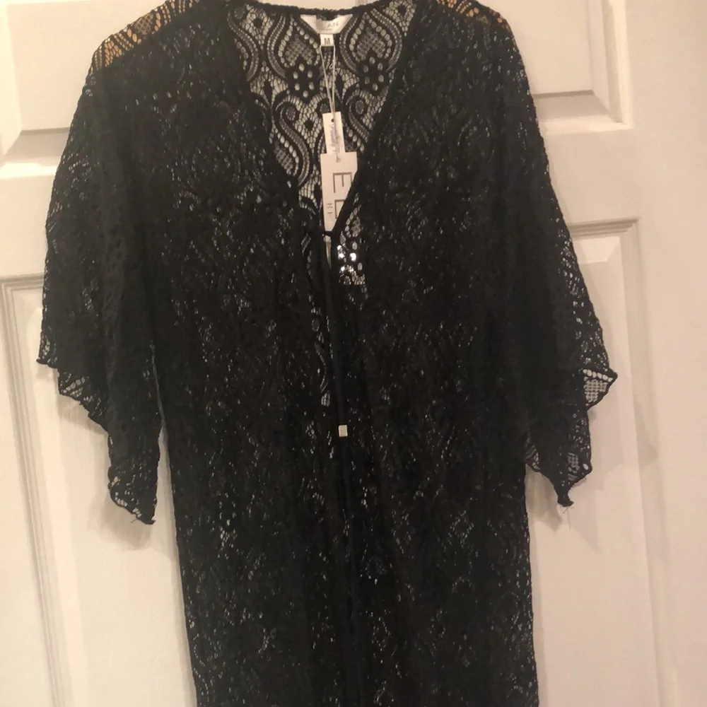 Elan Beach Long Black Lace Cover Up - Picture 3 of 15